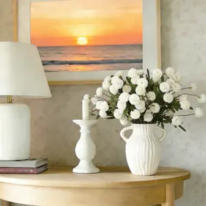 Senjie 12Pcs Spring Artificial Pom-Pom Flowers Snowball - Dandelion Bulk Faux Silk Blooms for DIY Bouquets, Wedding Centerpieces & Home Office