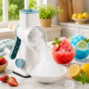 Premium Hand Crank Multi-Blade Plastic Modern Ice Shaver, Kitchen Gadget with Vacuum Cupule Design, Adaptable to Various Ice Cube Specifications, Dessert Tool, Kitchenware, Kitchen Accessories | tiktokshopspringglowup summervibes Home