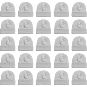 25 Pack Winter Beanie Hats, Unisex Thermal Toboggan Cold Weather Cuffed Caps Bulk Bundle