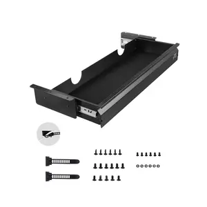 VEVOR 26" Wide Under Desk Drawer Slide Out,  Under Desk Mounted Pull-out Drawer Attachment, Hidden Desktop Storage Organizer, Under Table Pencil Drawer for office Home Sit Stand Workstation, 29x9x4 in