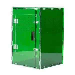 MonsterBox Enclosure's 8x8x12 Acrylic Reptile Tank Cyberpunk Deep Green Terrarium for Lizards Spiders & Small Reptiles Modeled After New Caledonia Rainforest Ideal Habitat Enclosure Furniture Supplies