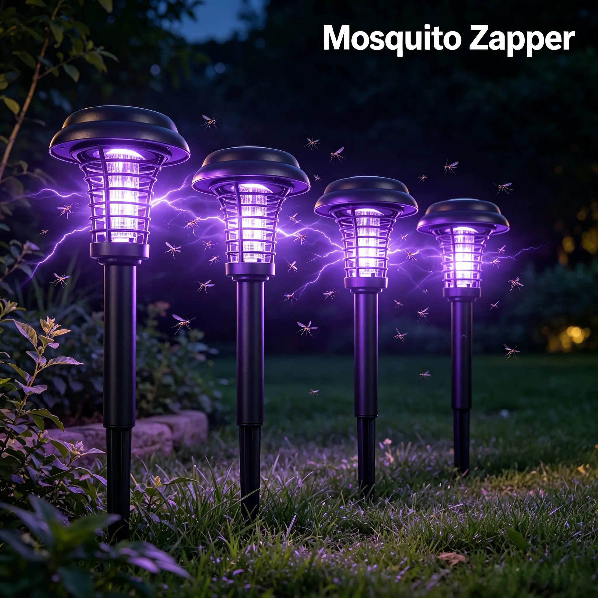 Solar Powered Bug Zapper Mosquito Trap - Outdoor Waterproof, No Wiring Needed, Ideal for Garden, Outdoor Recreational Areas