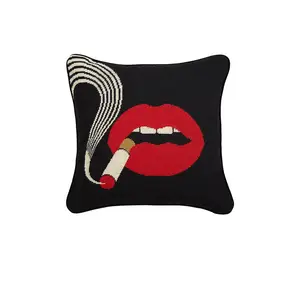 Jonathan Adler Lips Smolder Needlepoint Throw Pillow Jonathan Adler Lips Smolder Needlepoint Throw Pillow