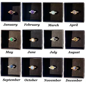 Handmade Crystal Bead Rings Birth Stone Birth Month Handmade Crystal Bead Rings Birth Stone Birth Month