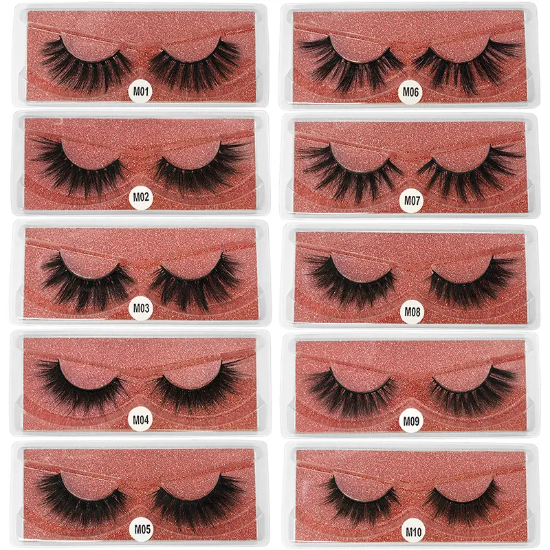10 Pair 3D False Eyelashes - Natural Dense Simulated Eyelashes [Brick Red] Set Bunny Lashes
