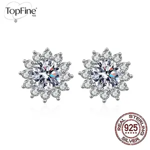 925 Pure Silvery 2.76g/0.0970z Hypoallergenic Sparkling White 8mm Synthetic Zirconia Snowflake Shape Earrings for Women, Romantic and Elegant Style for Daily Wear, Valentine's Day Wedding Decoration, Jewelry Gift
