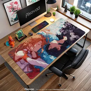 [Sale off up to 65%][Free Ship] Kirito & Asuna Mouse Pad - Sword Art Online Romantic Anime Scene, SAO Couple Gaming Desk Mat, Aesthetic Gift