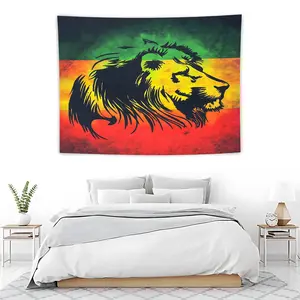 Rasta Reggae Lion Silhouette Tapestry, Wall Decor, Knit Style, Casual Home Decoration, Model Xinghao 114514