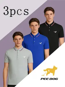 3-Pack Polo Shirts, Fashionable Short Sleeve, Breathable Quick-Dry Golf Casual Shirt, Comfortable Fit, Ideal for Summer Office, Yacht, Daily Wear