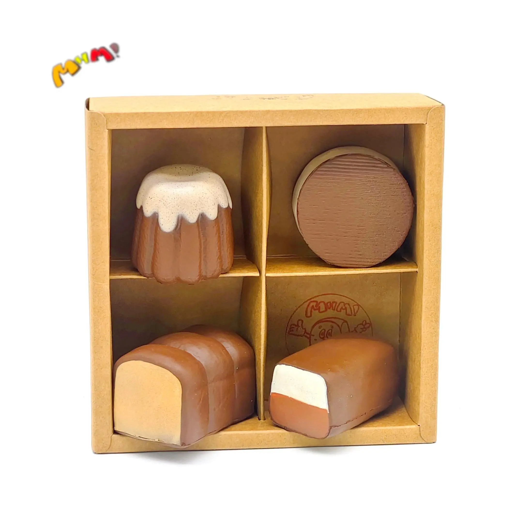 MHM 4-Pack Food Squishy Toy Set, Slow Rising Bread & Dessert Squishy Toys, Soft Sensory Fidget Squeeze Toys, Cute Kawaii Gift