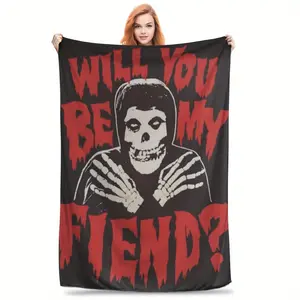 MISFITS themed print inspired flannel blanket - super soft, comfortable for all seasons, suitable for sofa, office, travel essential, ideal gift