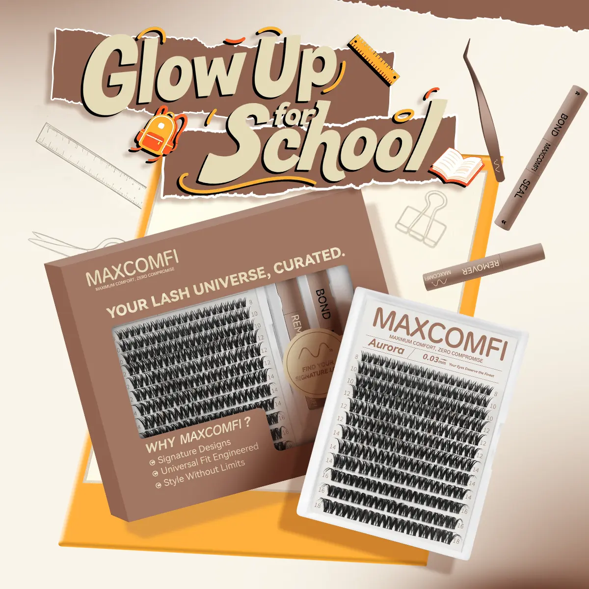 MaxComfi Aurora Cluster Lashes, Super Soft & Long-Lasting, DIY Application with Thin Band for a Natural Look, Beauty Products for Beginners,sunscreen
