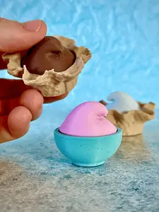 Ice Cream Fidget Clicker Toy | 3D Printed | Stress Relief | Vanilla, Chocolate, or Strawberry | Waffle or Regular Bowl