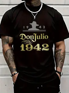 Men's Vintage 1942 Don Julio Pattern T-Shirt, Short Sleeve Round Neck, Breathable, Casual Wear, May 5th Celebration