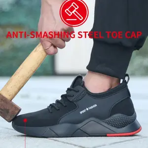 Steel Toe Work Safety Shoes  Work Sneakers Breathable Lightweight Indestructible Shoes Men Safety Shoes