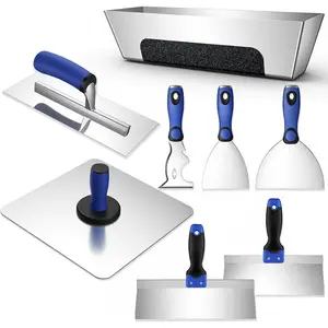 Drywall Hand Tools Kit, Drywall  Set with Putty , Taping ,  Hawk, Mud Pan, Flat Finishing Trowel, Multi-Fuctional Paniter Scraper