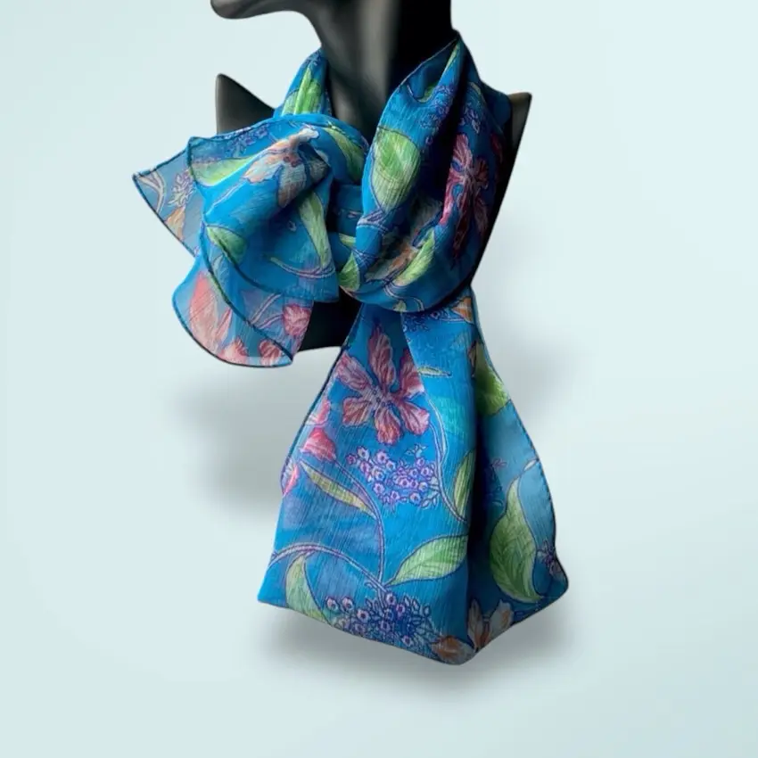 Just Fab Blue Bouquet Scarf - Stylish Fashion Accessory for Women