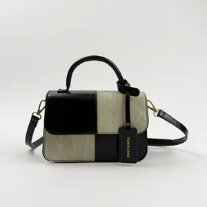 Women Patchwork Design Small-size Crossbody, Trendy Elegant Small-size Handbag for Daily Wear, Versatile High-Quality Leather bag with adjustable strap