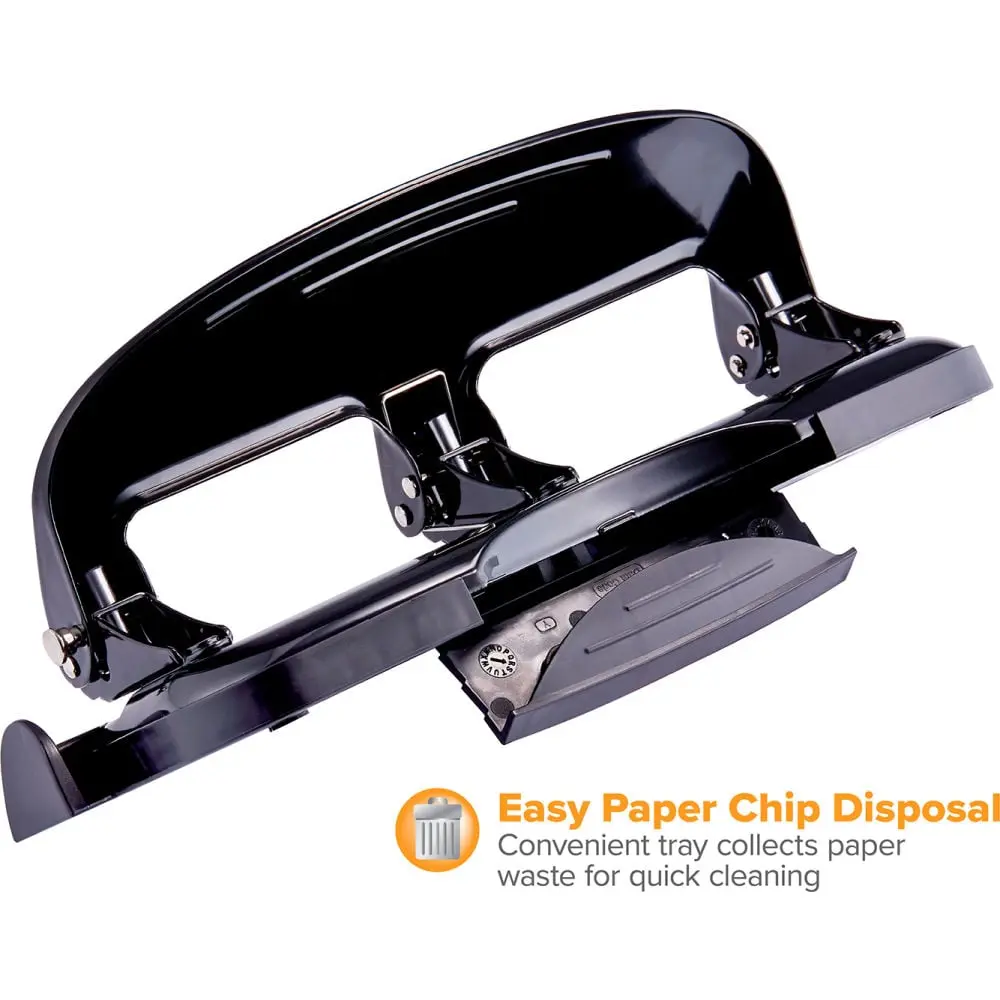 AMAX B3085412 Bostitch EZ Squeeze 20-Sheet Hole Punch, Silver & Black Office Accessory, Long-Lasting Durability, Reliable Performance, Binder Accessory for Office Use, Binder Hole Punches