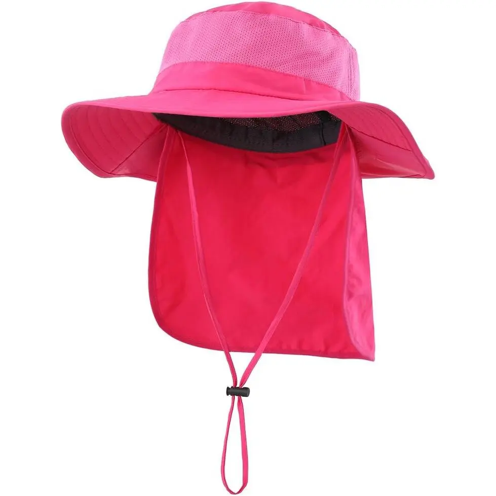 Outdoor UPF50+ Mesh Sun Hat Wide Brim Fishing Hat with  Flap Sun Hat for Men Women