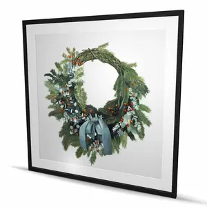 Begin Home Decor C1FM4848Y2C84H 48 x 48 in. Christmas Wreath - Rustic Framed Matted Print Wall Art - Home Decor