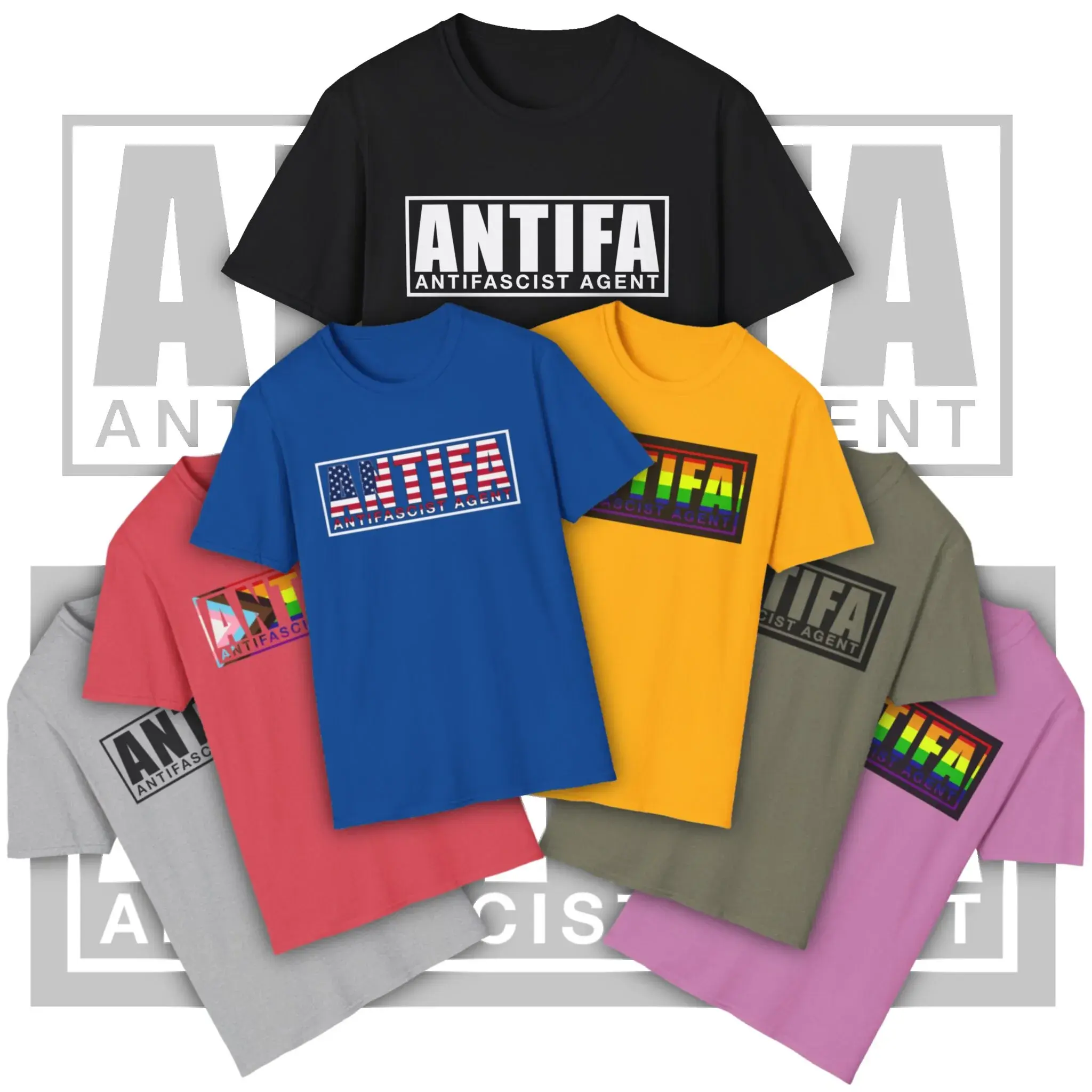 ANTIFA - Antifascist Agent Short-Sleeve Casual Shirt, Menswear Top, Streetwear T-Shirt, Political Protest shirts