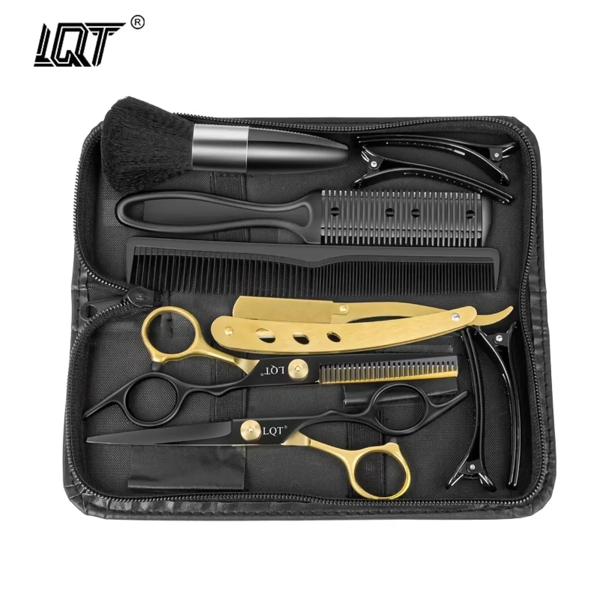 Professional 8" Hair Scissors Set - 3pcs Texturizing Kit With Thinning Shears, Razor & Detangling Apple Comb For Salon/Home Use (Ergonomic + Anti-Slip Grip)
