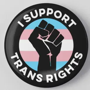 I Support Trans Rights Button 1.25" or 2.25" Pinback Pin Button Badge Transgender Rights LGBTQ Nonbinary Gender Queer Pride