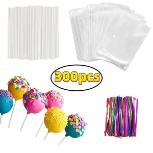 Cake Pop Sticks and Bag Set - 100 Pieces of Colorful Metallic Wire for Lollipops, Candies, Chocolates & Cookies Baking Ornaments Kit Wedding Decor