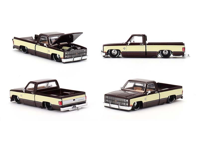 Chevrolet Silverado KAIDO Vintage Spec V1 Two-Tone Brown Cream Diecast 1:64 Scale Model Kaido House x Mini GT TSM KHMG145 Officially Licensed New in Box
