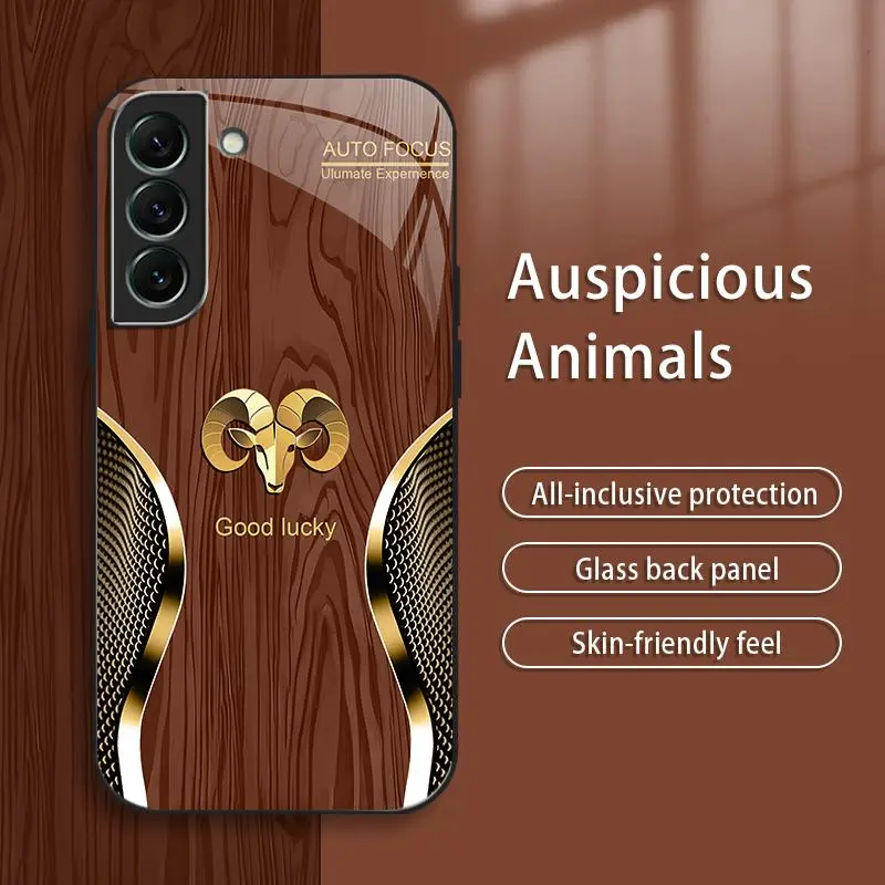 Suitable for [Galaxy S22+ 5g] New high-end luxury wood grain zodiac mobile phone case New business simple explosion-proof mobile phone case Affordable price Anti-fall and anti-fingerprint 995