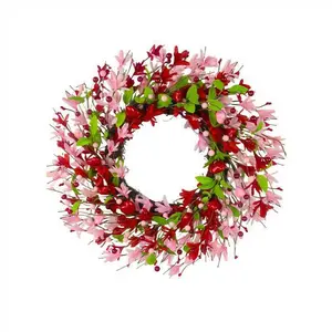 Simulated cross flower wreath, Faux flower wreath, spring decoration, berry wreath, Valentine's Day decorative item