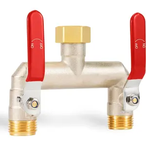 Garden Hose Splitter, 2 Way Heavy Duty Outdoor Faucet Splitter, Extra Long Handles High Flow Hose Adapter,with Shutoff Valves,3/4" GHT Thread