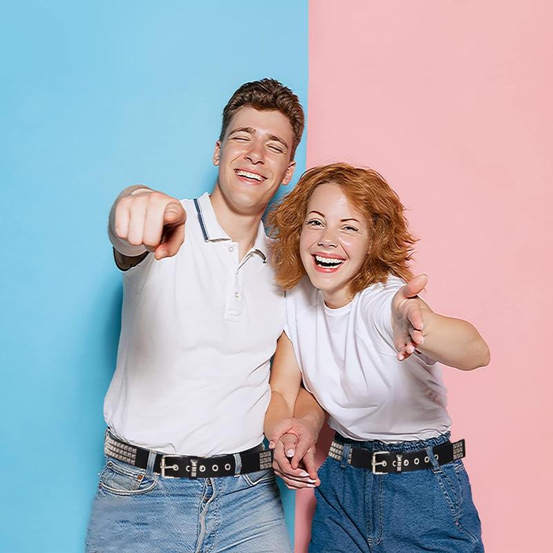 Studded Belt Metal Punk Rock Rivet Belts for Women/Men Grommet Pyramid Goth