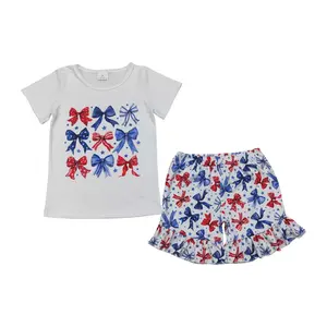 GSSO2512 Toddler Kids Clothes 4th of July Two Pieces Set Cute Girls Clothes Patriotic Usa Independence Day