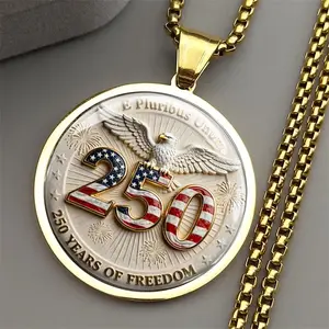 U.S. 250th Anniversary Freedom Commemorative Stainless Steel Necklace — Independence Day Theme: "E Pluribus Unum"
