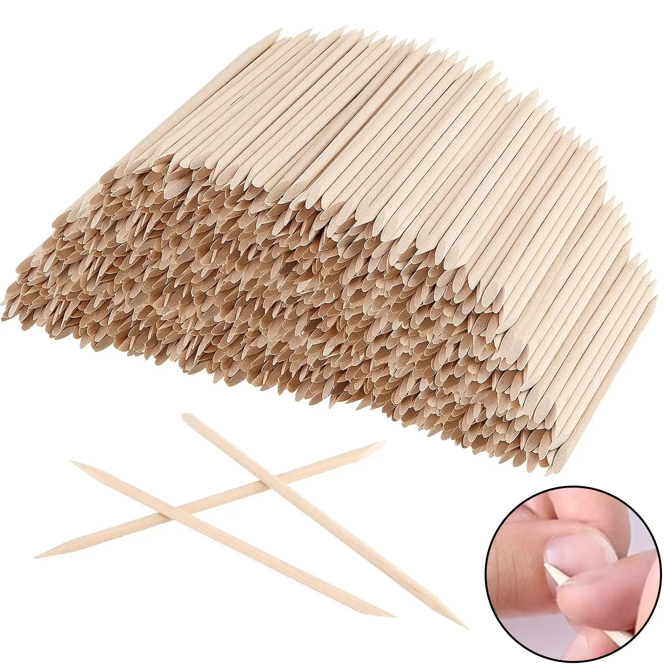 300/500 Count Pack Orange Wood Stick 4.5 inch Cuticle Pusher Remover Orangewood Cuticle Sticks Nail Art Manicure Pedicure Sticks Orange Sticks for Nails