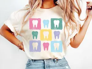 Dental Shirt, Dental Hygiene Gift, Dental Assistant, Dentist Tshirt , Dental Office Gift, Pediatric Dental Squad Shirt, Dental Hygienist Fabric Top Womenswear Fit