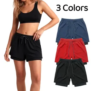 Women’s Solid Color Athletic Shorts with Built-in Liner, High Waist Drawstring Design, Lightweight Breathable Fabric for Running, Fitness, and Daily Casual Wear, Summer Sporty Ladies Bottoms