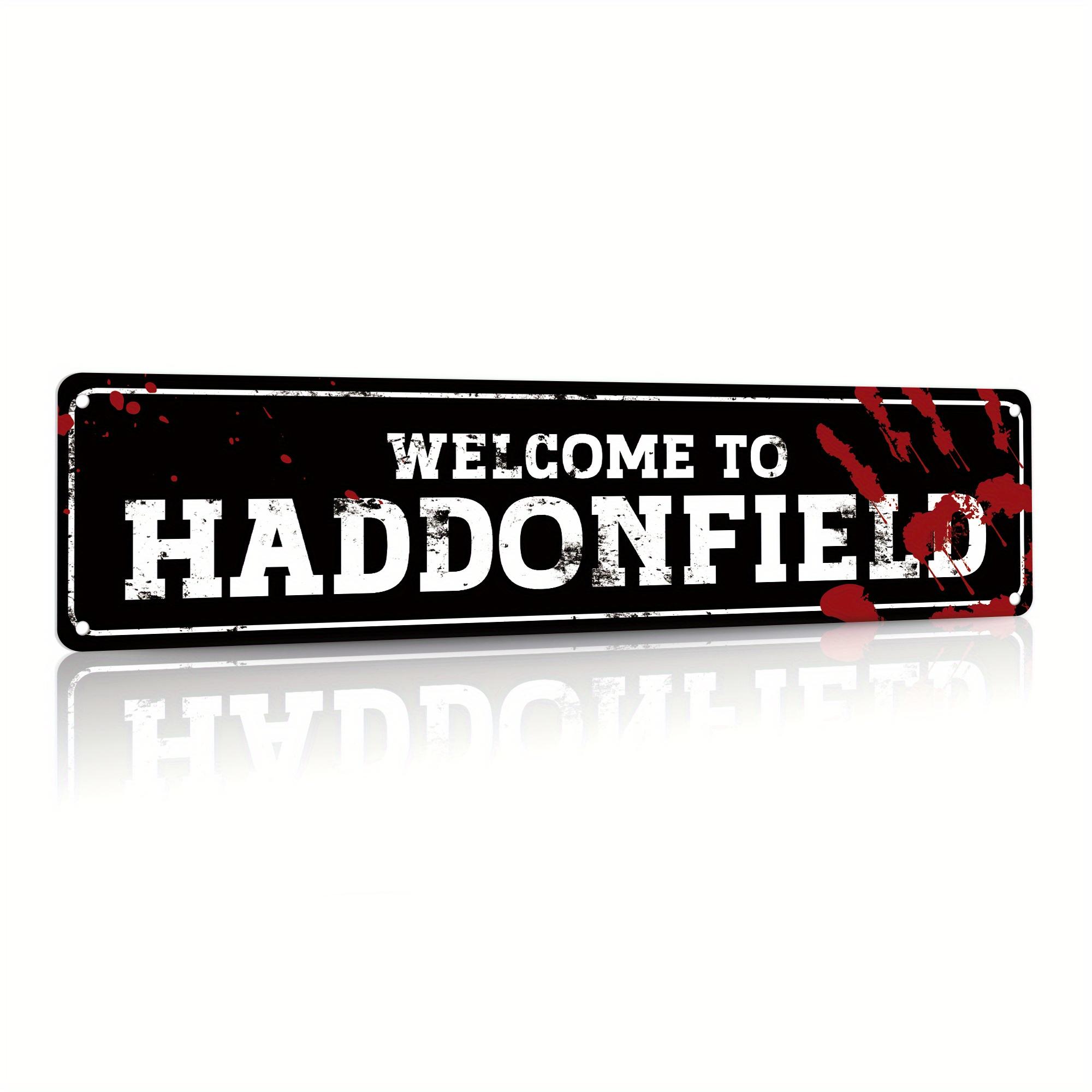 1pc of Horror Film Road Sign, Vintage Metal Plaque for Wall Decoration in for man Cave, Relaxation Room, Bedroom, Club, Garage, Or Bar, Measuring 3.9 X 15.7 Inches, Welcome to Haddonfield Street Sign