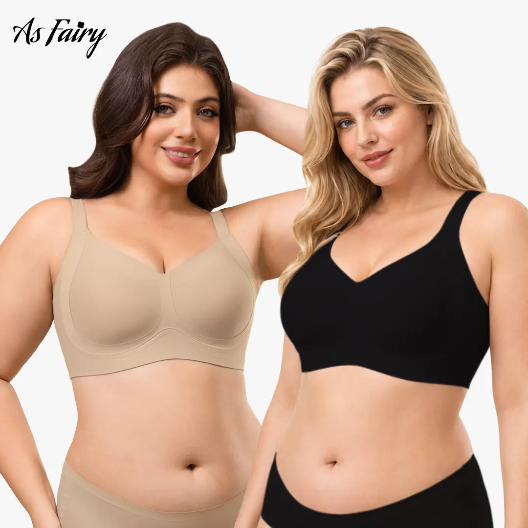 As Fairy  Wireless Full Coverage Bra for Women Anti Sag Crescent Lift Push Up Comfort Seamless T Shirt Bra Non Slip Convertible Racerback Max Support Side Bulge Smoothing