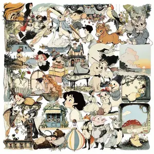 Vintage Comic World Stickers Set, DIY Handmade Decorations & Waterproof Pet Material, Perfect for Journaling & Phone Accessories