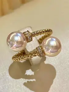 1 PC Gorgeous Cubic Zirconia & Faux Pearl Ring For Women For Wedding Engagement Anniversary Party Jewelry Valentine's Day Gift Statement Rings Dainty Stacking Rings