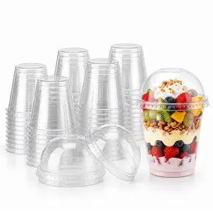 450pc 12～24oz Parfait Cups with Lids | Plastic Dessert Containers for Ice Cream, Smoothies | Restaurant Supply outdoorfun clear disposable plastic cup fruit