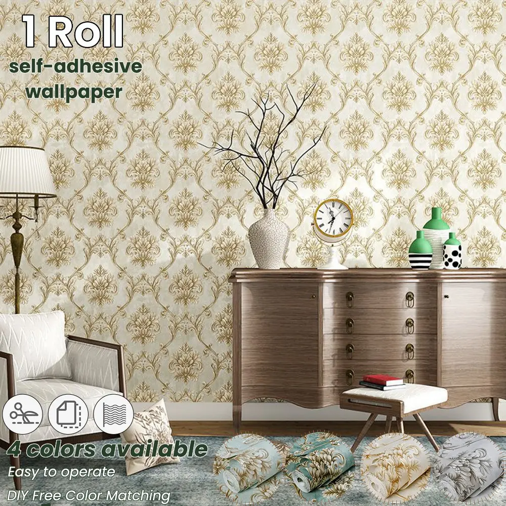 1 Roll, 3D Floral Wallpaper - Self-Adhesive, Modern European Style, Multiple Sizes Available, Cut as Needed, Thick and Durable, Suitable for Living Rooms, Bedrooms, and TV Background Walls, Bedroom Wall Decor | Floral Pattern | Easy to Install | Wall Deco