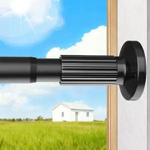 Tension Curtain Rod 51-166 Inch Extra Long Outdoor Tension Rod for Patio Window No Drill Dual-End Adjustable Spring Shower Rod Rust Proof Easy to Install 1.26In Diameter Black