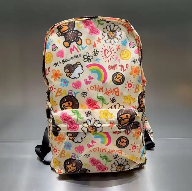 Women's Cute Cartoon Monkey Print Shoulder Backpack - Large Capacity Graffiti School Bag for Students