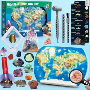 Gemstone Digging Kit, Uncover 37 Rocks & Crystals, Includes Info Cards & Display Stand, Stem Science Set, Perfect Gift for Kids