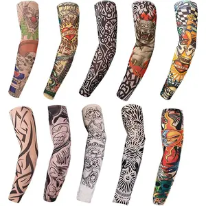Unisex Fake Tattoo Arm Sleeves, Skin Cover for Halloween & Outdoor Sports Decor