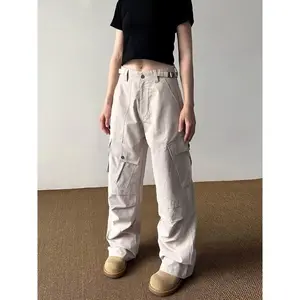 Safari Pants Streetwear Joggers Women Fashion Japanese Sweatpants Pantalon Femme Patchwork Plaid Casual Straight Y2k Pant